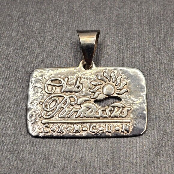 Club Parnassus Jewelry - VTG Club Parnassus Cancun Pendant 1" Sun Motif Souvenir Charm Mexico Travel Gift